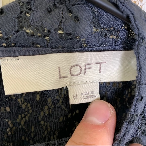 LOFT Slate Grey Floral Lace Embroidered Blouse - Picture 2 of 6